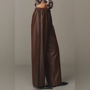Women’s Maeve Anthropology Faux Leather Wide Leg Pants Size Large NWT (0088)